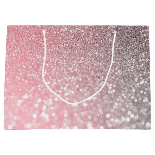 Roos Gold Pink Sparkle Luxury Trendy Glitter Groot Cadeauzakje (Voorkant)