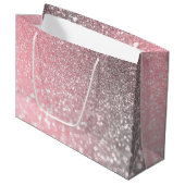 Roos Gold Pink Sparkle Luxury Trendy Glitter Groot Cadeauzakje (Voorkant Gekanteld)