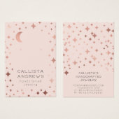 Roos Gold Pink Stars Moon Earring Ketting Display Visitekaartje (Voorkant /achterkant)