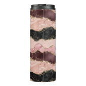 Roos Gold Pink Strata Glitter Girly Glam Monogram Thermosbeker (Achterkant)