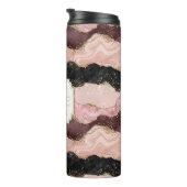 Roos Gold Pink Strata Glitter Girly Glam Monogram Thermosbeker (Geroteerd rechts)