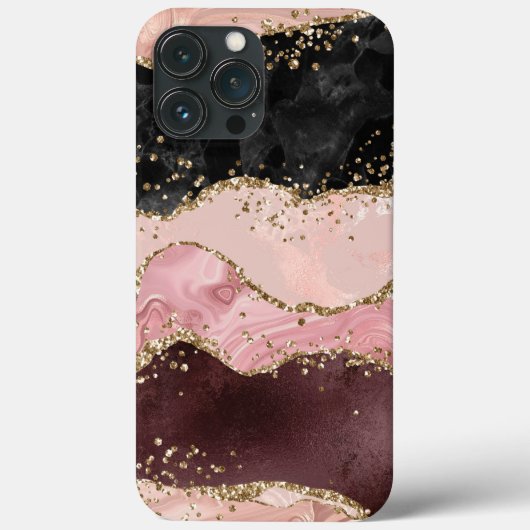 Roos Gold Pink Strata Glitter Glam Case-Mate iPhone Case (Achterkant)
