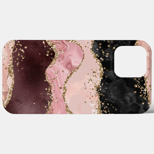Roos Gold Pink Strata Glitter Glam Case-Mate iPhone Case (Achterkant (horizontaal))