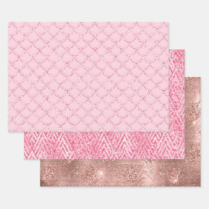 Roos Gold Pink Trendy Wrapping Papierblad Inpakpapier Vel