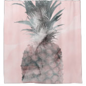 Roos Gold Pink Tropical Summer Pineappel Glam Douchegordijn (Voorkant)