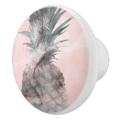 Roos Gold Pink Tropical Summer Pineappel Glam Keramische Knop (Rechts)