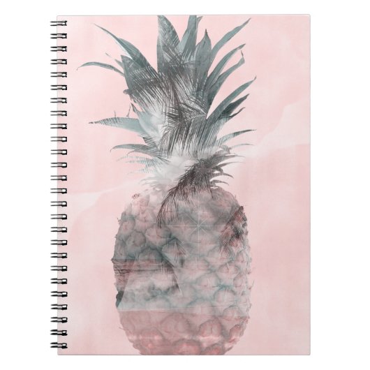 Roos Gold Pink Tropical Summer Pineappel Glam Notitieboek (Voorkant)