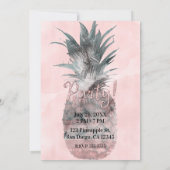 Roos Gold Pink Tropical Summer Pineapple Party Kaart (Achterkant)