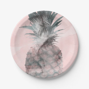 Roos Gold Pink Tropical Summer Pineapple Party Papieren Bordje