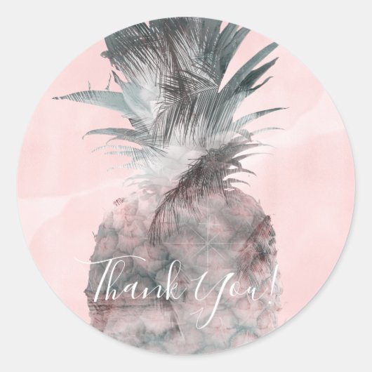 Roos Gold Pink Tropical Summer Pineapple Party Ronde Sticker (Voorkant)