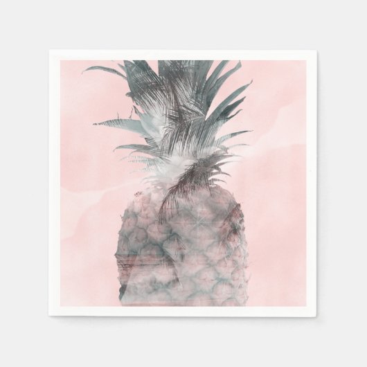Roos Gold Pink Tropical Summer Pineapple Party Servet (Voorkant)
