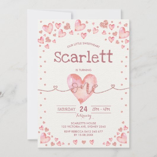 Roos Gold Pink Valentijns Lieverd 1e verjaardag Kaart (Voorkant)