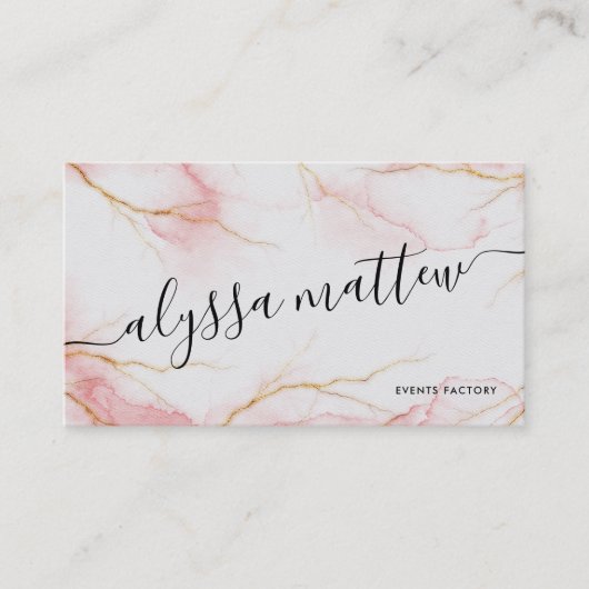 Roos Gold Pink Waterverf Glitter Shiny Custom Visitekaartje (Voorkant)