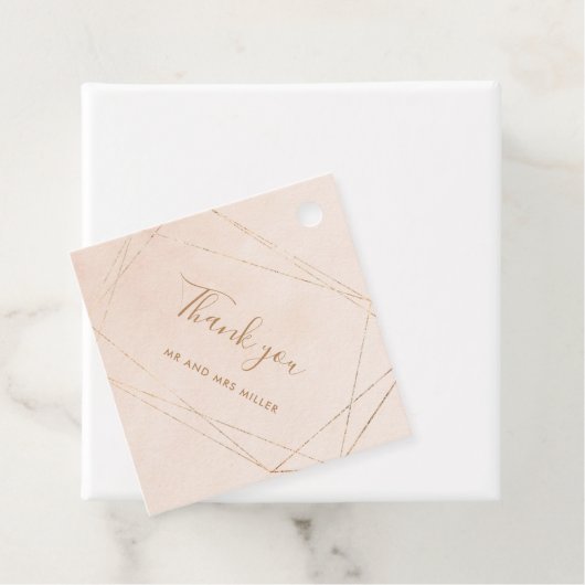Roos Gold Pink Waterverf Moderne bruiloft Hartelij Bedankjes Labels (In situ)
