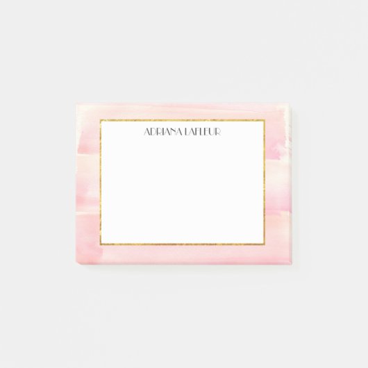 Roos Gold Pink Waterverf Stripe - Aangepast Post-it® Notes (Voorkant)