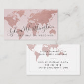 Roos Gold Pink Wereldkaart Reizen Visitekaartje (Voorkant / Achterkant)