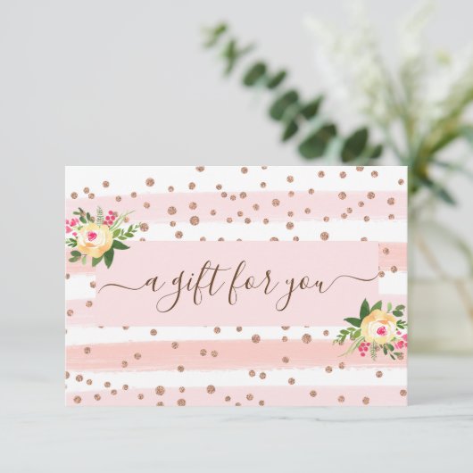 Roos Gold Pink White Business Cadeaubon (Staand voorkant)
