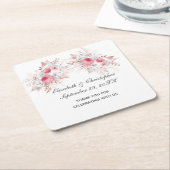 Roos Gold Pink White Floral Trendy Wedding Kartonnen Onderzetters (Schuin)