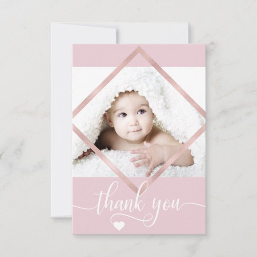 Roos Gold Pink White Hartelijk dank Baby shower |  Bedankkaart (Voorkant)