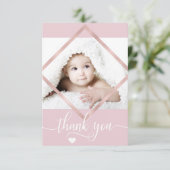 Roos Gold Pink White Hartelijk dank Baby shower |  Bedankkaart (Staand voorkant)