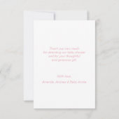 Roos Gold Pink White Hartelijk dank Baby shower |  Bedankkaart (Achterkant)