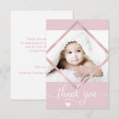 Roos Gold Pink White Hartelijk dank Baby shower |  Bedankkaart (Voorkant / Achterkant)