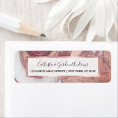 Roos Gold Pink White Painted Girly Abstract Marble Etiket (Insitu)