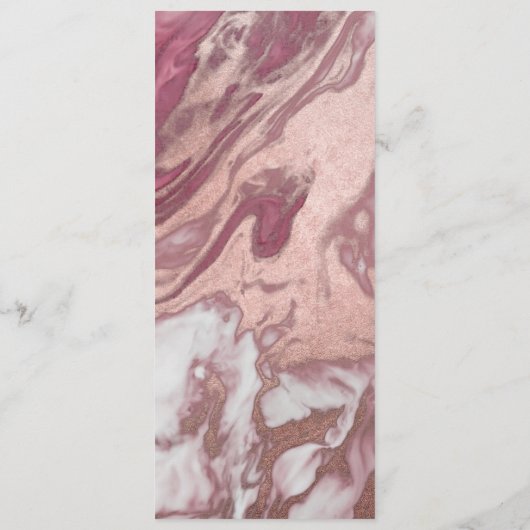 Roos Gold Pink White Painted Girly Abstract Marble Menu (Achterkant)