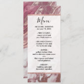 Roos Gold Pink White Painted Girly Abstract Marble Menu (Voorkant / Achterkant)