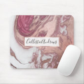 Roos Gold Pink White Painted Girly Abstract Marble Muismat (Met muis)