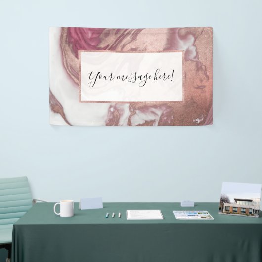 Roos Gold Pink White Painted Girly Abstract Marble Spandoek (Beurs)