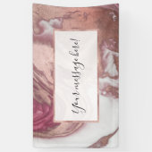 Roos Gold Pink White Painted Girly Abstract Marble Spandoek (Verticaal)