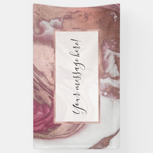 Roos Gold Pink White Painted Girly Abstract Marble Spandoek (Verticaal)