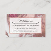 Roos Gold Pink White Painted Girly Abstract Marble Visitekaartje (Achterkant)