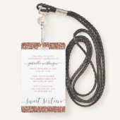 Roos Gold Pink White Sweet 16 Uitnodiging VIP Badge (Achterkant met draagriem)