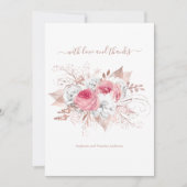 Roos Gold Pink White Waterverf Floral Wedding Bedankkaart (Voorkant)