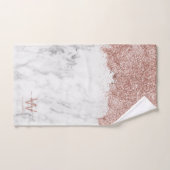 Roos Gold Pink witte marmer Glitter Dust Monogram Bad Handdoek (Handdoek)