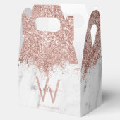 Roos Gold Pink witte marmer Glitter Dust Monogram Bedankdoosjes (Geopend)