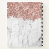 Roos Gold Pink witte marmer Glitter Dust Monogram Notitieboek (Achterkant)