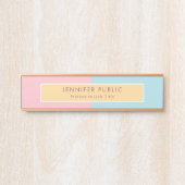 Roos Gold Pink Yellow Blue Modern Stylish Sjabloon Deurbordje (Voorkant)