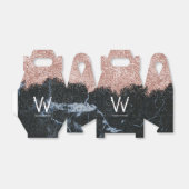 Roos Gold Pink zwarte marmer Glitter Dust Monogram Bedankdoosjes (Uitgevouwen)