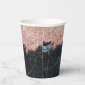 Roos Gold Pink zwarte marmer Glitter Papieren Bekers (Rechts)