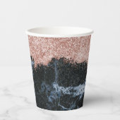 Roos Gold Pink zwarte marmer Glitter Papieren Bekers (Voorkant)
