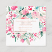 Roos Gold pinkfloral waterverf chic make-up Vierkante Visitekaartje (Achterkant)