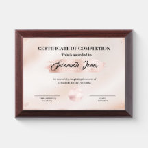 Roos Gold Plaque, Roze diploma, Roze certificaat