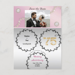 Roos Gold Platinum 75e Jubileum Save the Date Briefkaart
