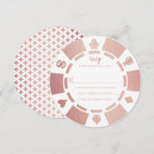 Roos Gold Poker Chip Casino Bruiloft RSVP Kaart (Voorkant / Achterkant)