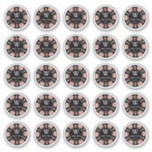 Roos Gold Poker Chip Casino Weddenschap 3cm Sticker (Voorkant)