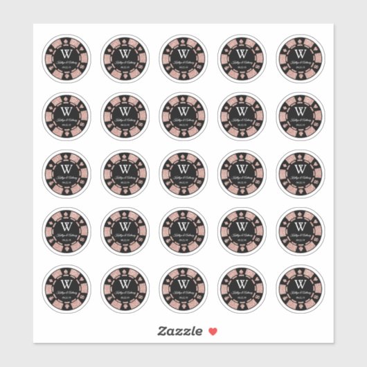 Roos Gold Poker Chip Casino Weddenschap 3cm Sticker (Vel)