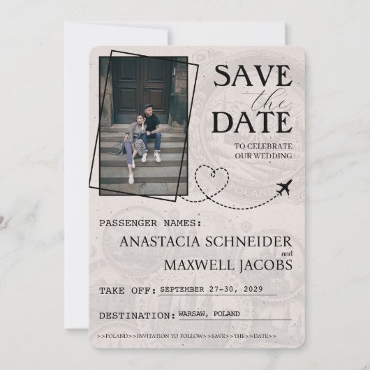 Roos Gold Polen Paspoort Bewaar de datum Save The Date (Achterkant)